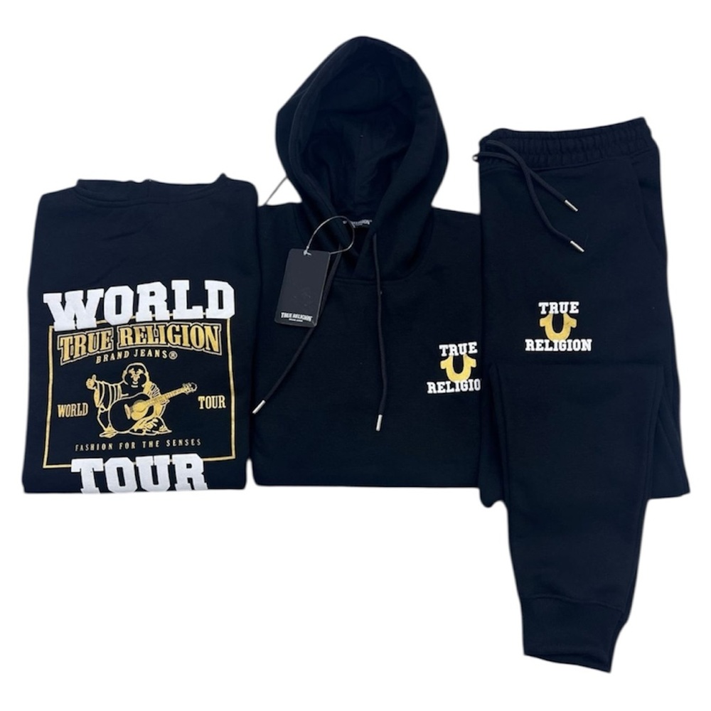 True Religion Black Graphic Hoodie and Joggers